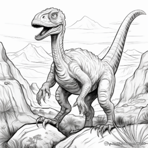 Utahraptor in a Dinosaur Landscape Coloring Pages 3