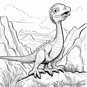 Utahraptor in a Dinosaur Landscape Coloring Pages 4