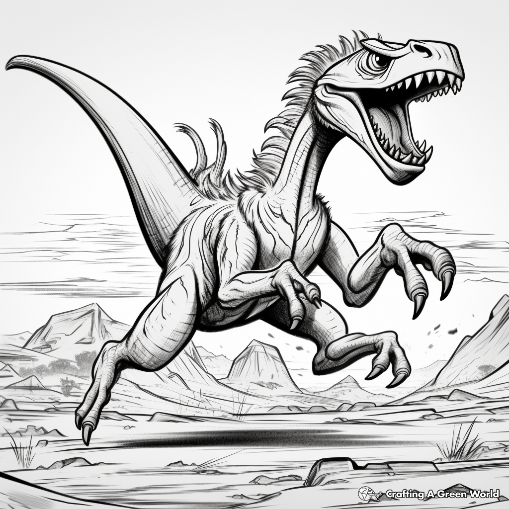 Utahraptor Running in the Wild Coloring Pages 1