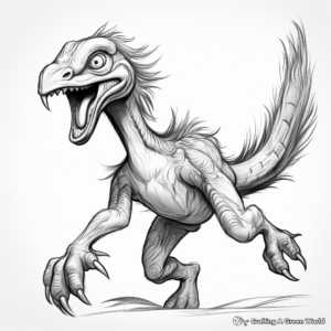 Utahraptor Running in the Wild Coloring Pages 2