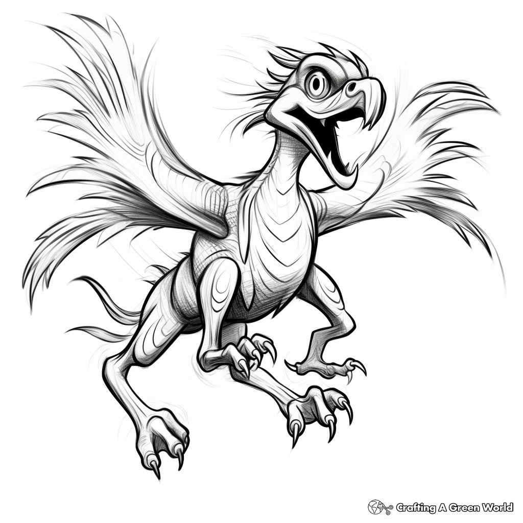 Utahraptor Running in the Wild Coloring Pages 3