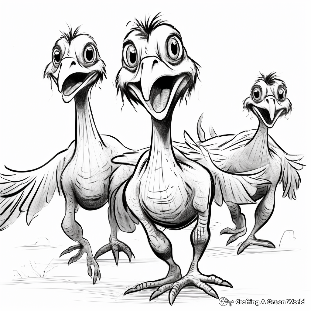 Utahraptor Trio Stalking Prey Coloring Pages 2