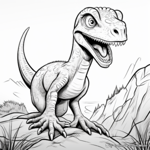 Utahraptor with Different Dinosaurs Coloring Pages 3