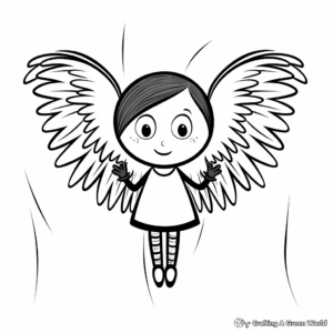 Valentine Heart with Wings Coloring Pages for Kids 1