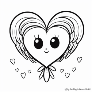 Valentine Heart with Wings Coloring Pages for Kids 2