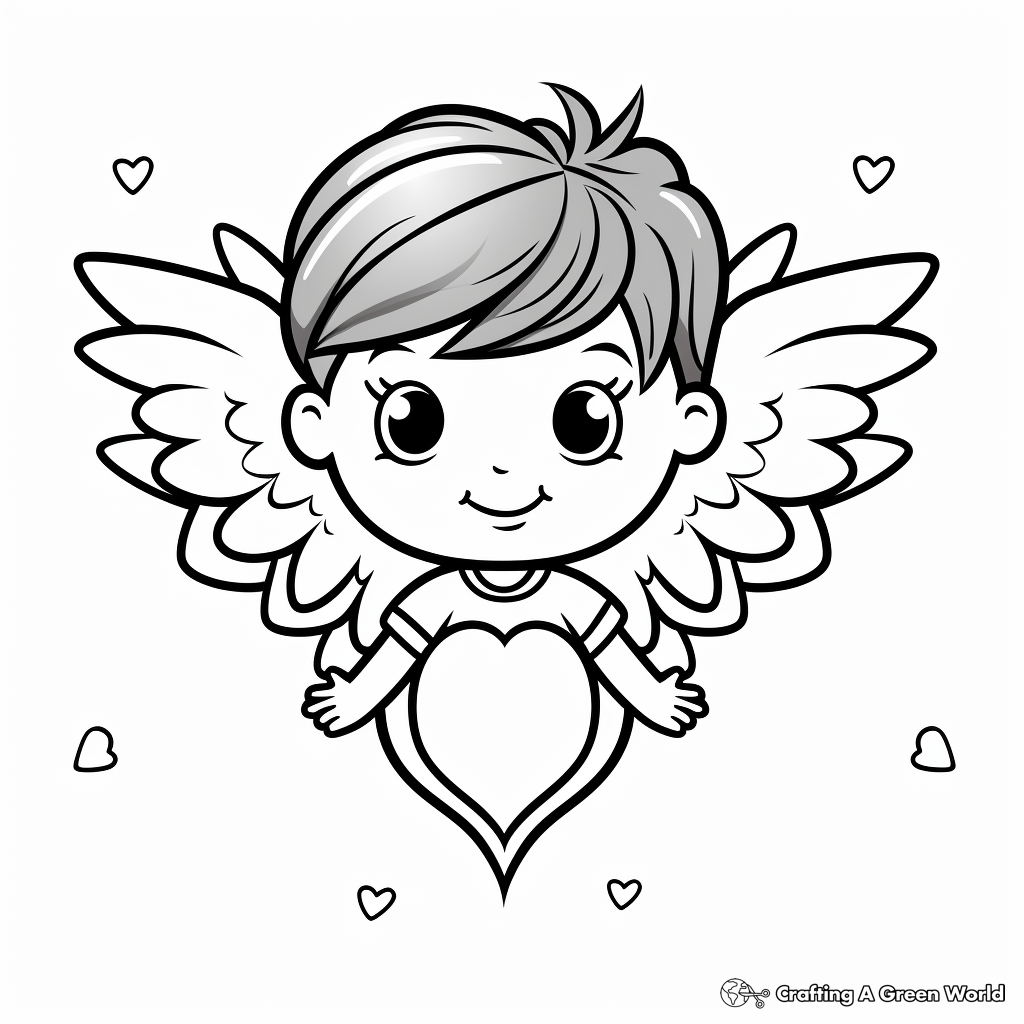 Valentine Heart with Wings Coloring Pages for Kids 3
