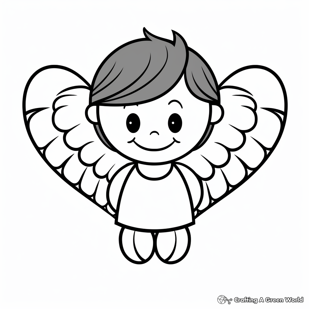 Valentine Heart with Wings Coloring Pages for Kids 4