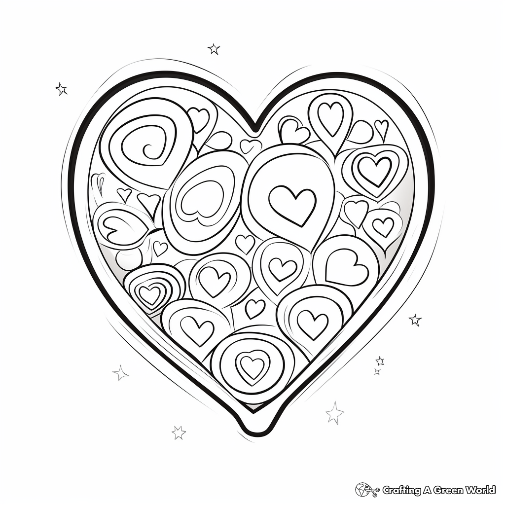 Valentine Theme Heart-Shaped Cookie Coloring Sheets 3