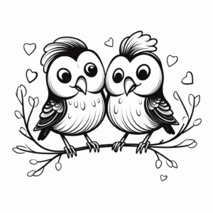 Valentine-Themed Love Bird Coloring Pages 1