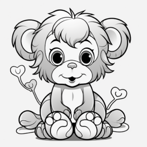 Valentine's Day Baby Girl Monkey Coloring Pages 3