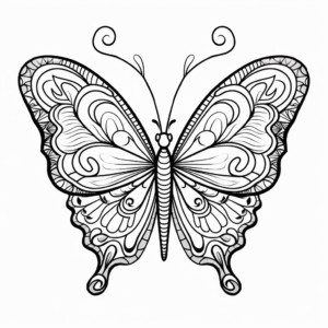Valentine's Day Heart Butterfly Coloring Pages 1