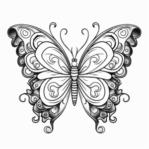 Valentine's Day Heart Butterfly Coloring Pages 2