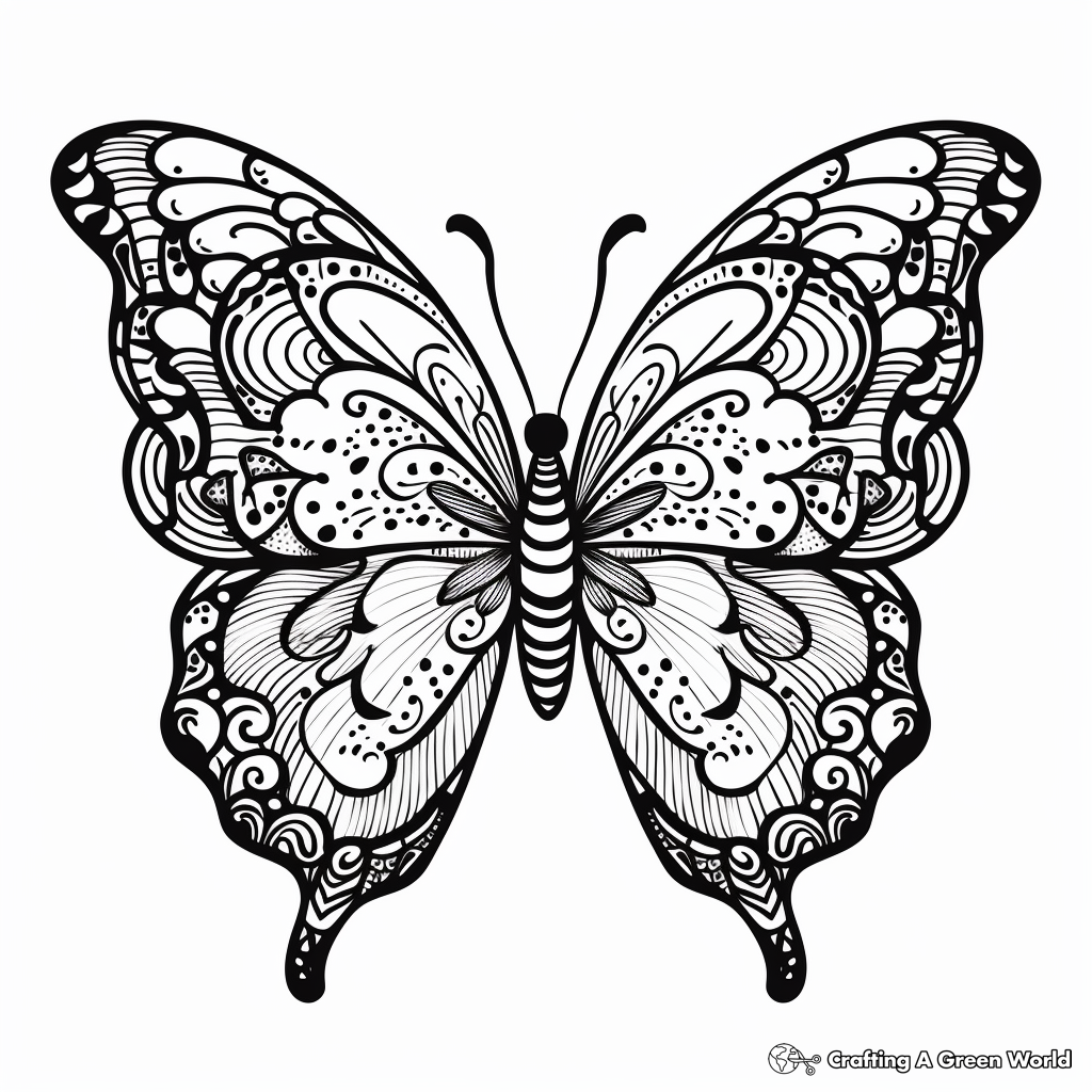 Valentine's Day Heart Butterfly Coloring Pages 3