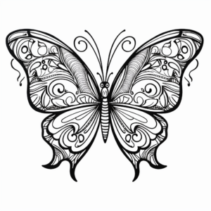 Valentine's Day Heart Butterfly Coloring Pages 4