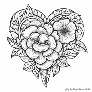 Valentine's Day Rose Heart Coloring Pages 2
