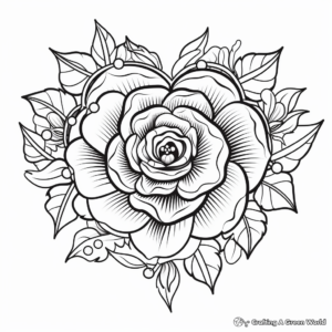 Valentine's Day Rose Heart Coloring Pages 3