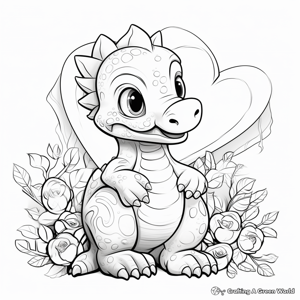 Valentine's Day Special: Loveable Dinosaurs Coloring Pages 1