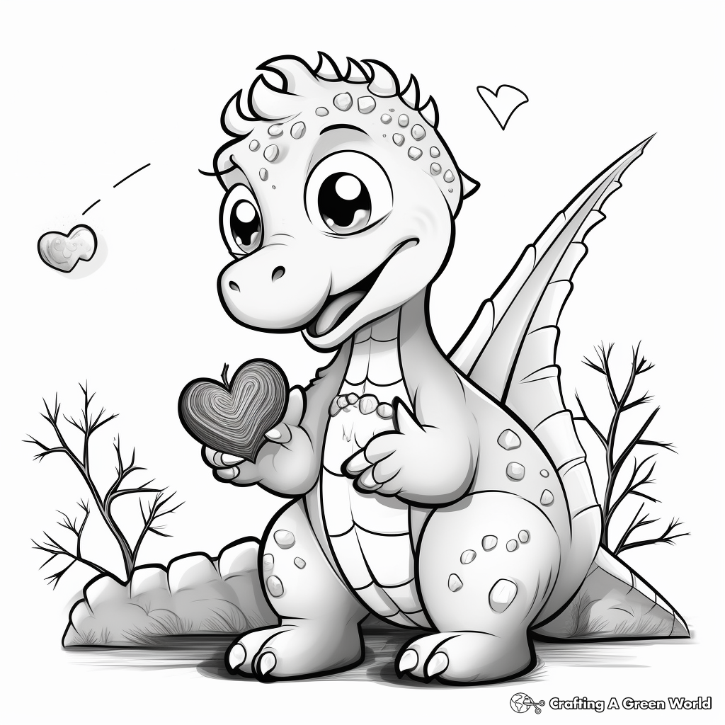 Valentine's Day Special: Loveable Dinosaurs Coloring Pages 4