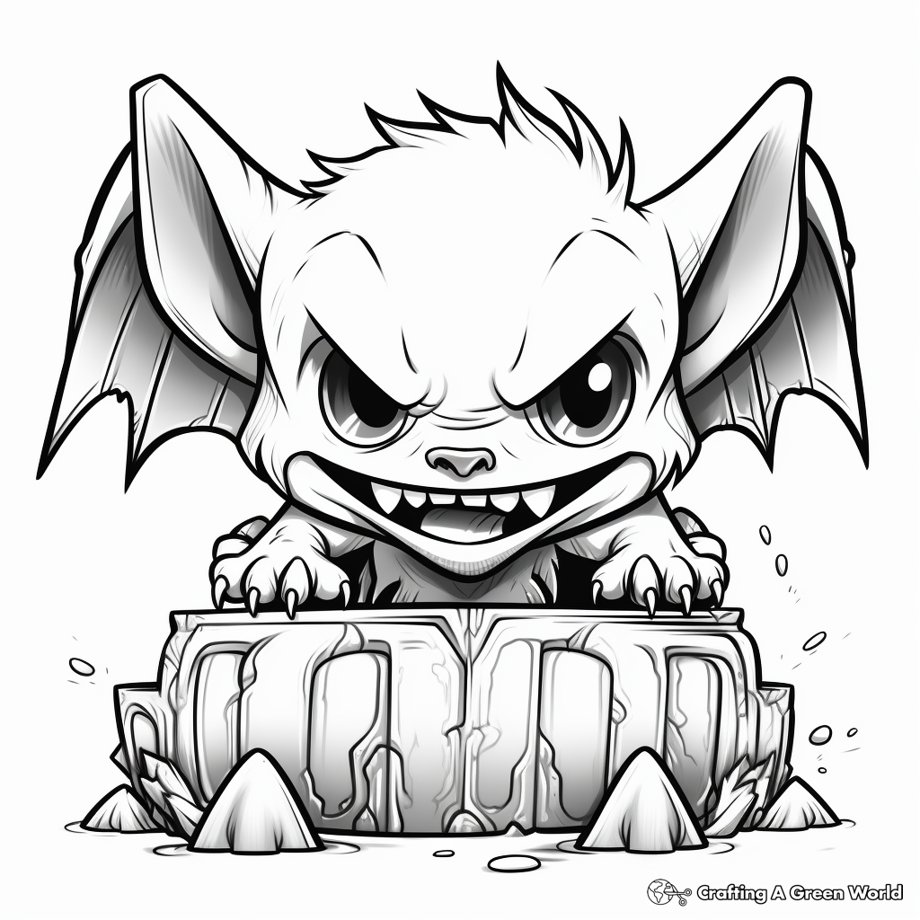 Vampire Bat and Coffin Coloring Pages 4