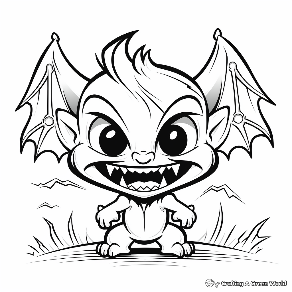 Vampire Bat and Haunted House Coloring Pages 1