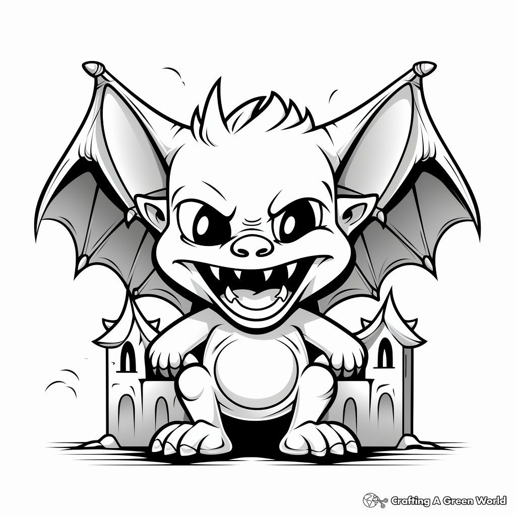 Vampire Bat and Haunted House Coloring Pages 3