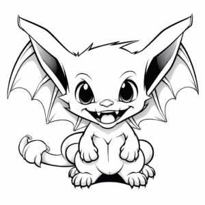 Vampire Bat and Moon Coloring Pages 1