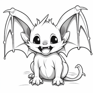Vampire Bat and Moon Coloring Pages 2