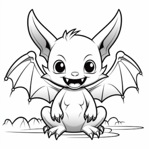 Vampire Bat and Moon Coloring Pages 3