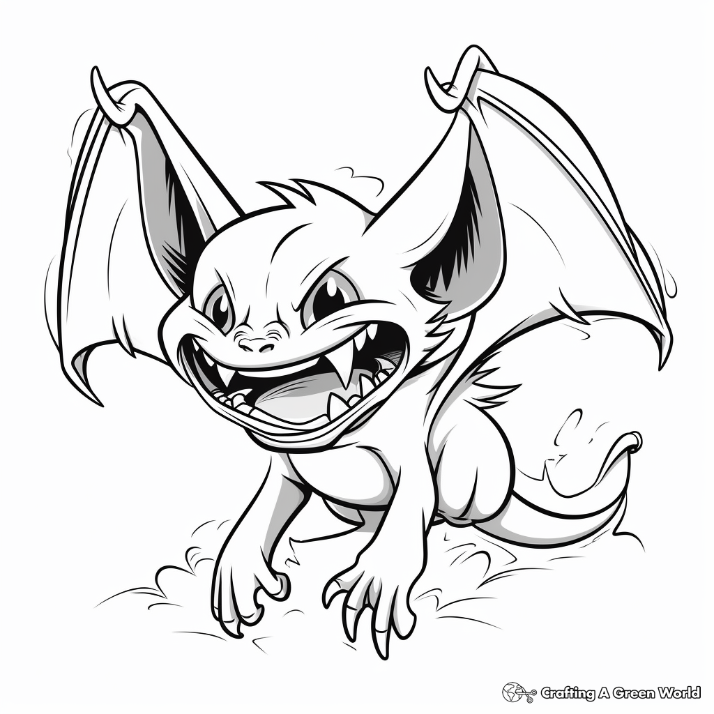 Vampire Bat in Flight Coloring Pages 4