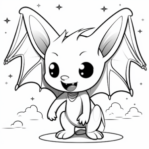 Vampire Bat in the Night Sky Coloring Pages 1