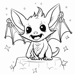 Vampire Bat in the Night Sky Coloring Pages 3