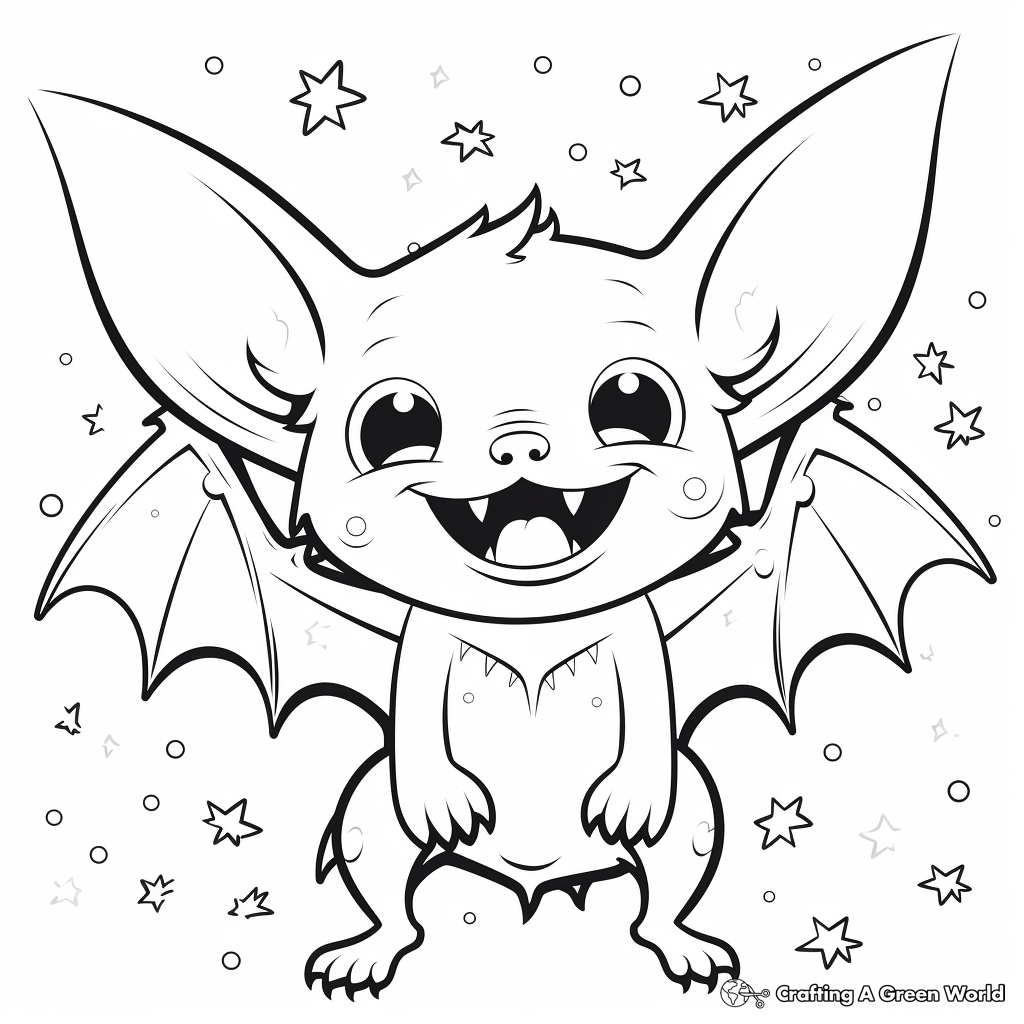 Vampire Bat in the Night Sky Coloring Pages 4