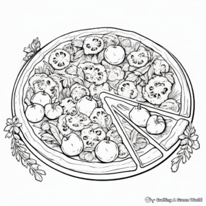 Vegan and Delicious Veggie Pizza Coloring Pages 1