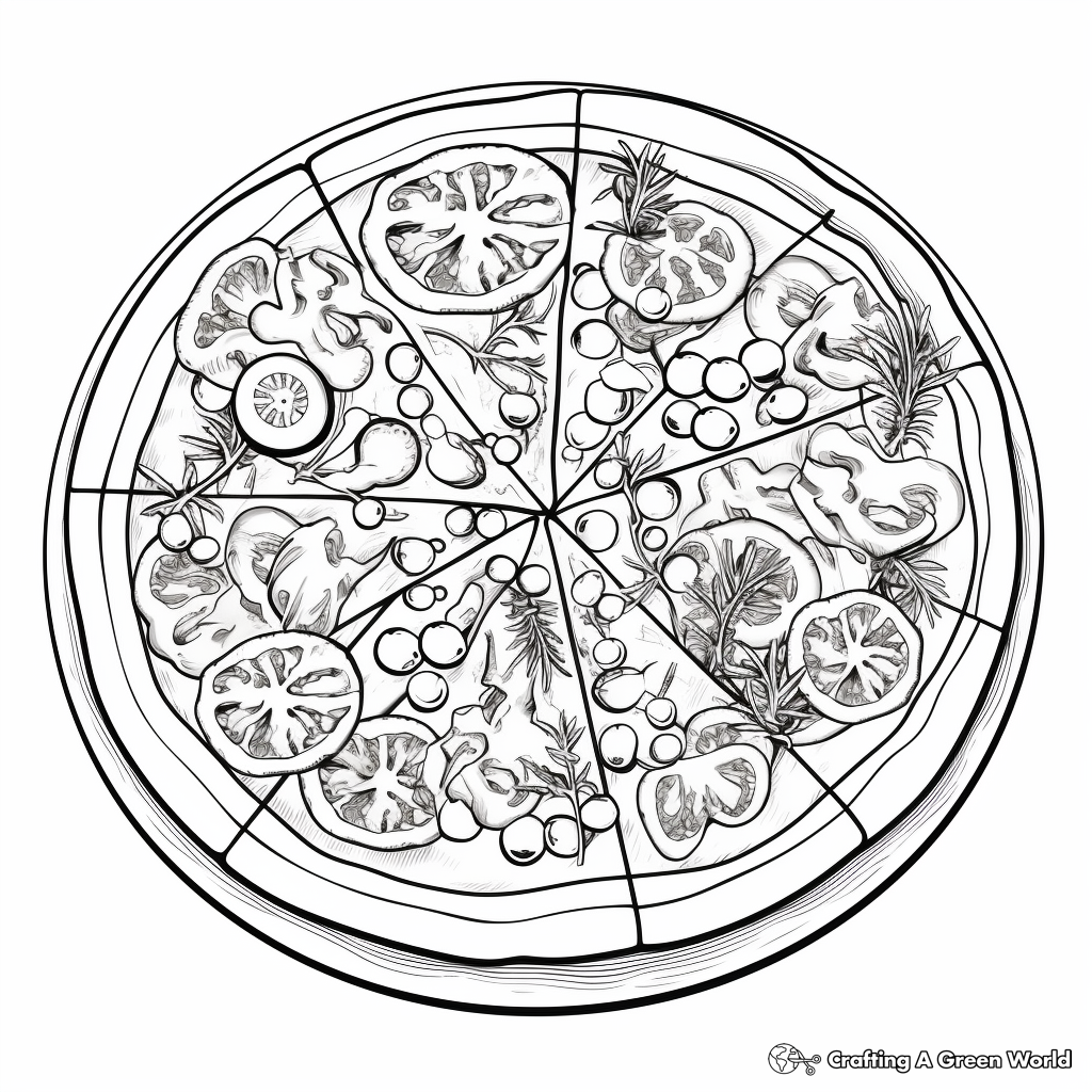 Vegan and Delicious Veggie Pizza Coloring Pages 3