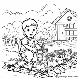 Vegetable Garden Scene Coloring Pages 1