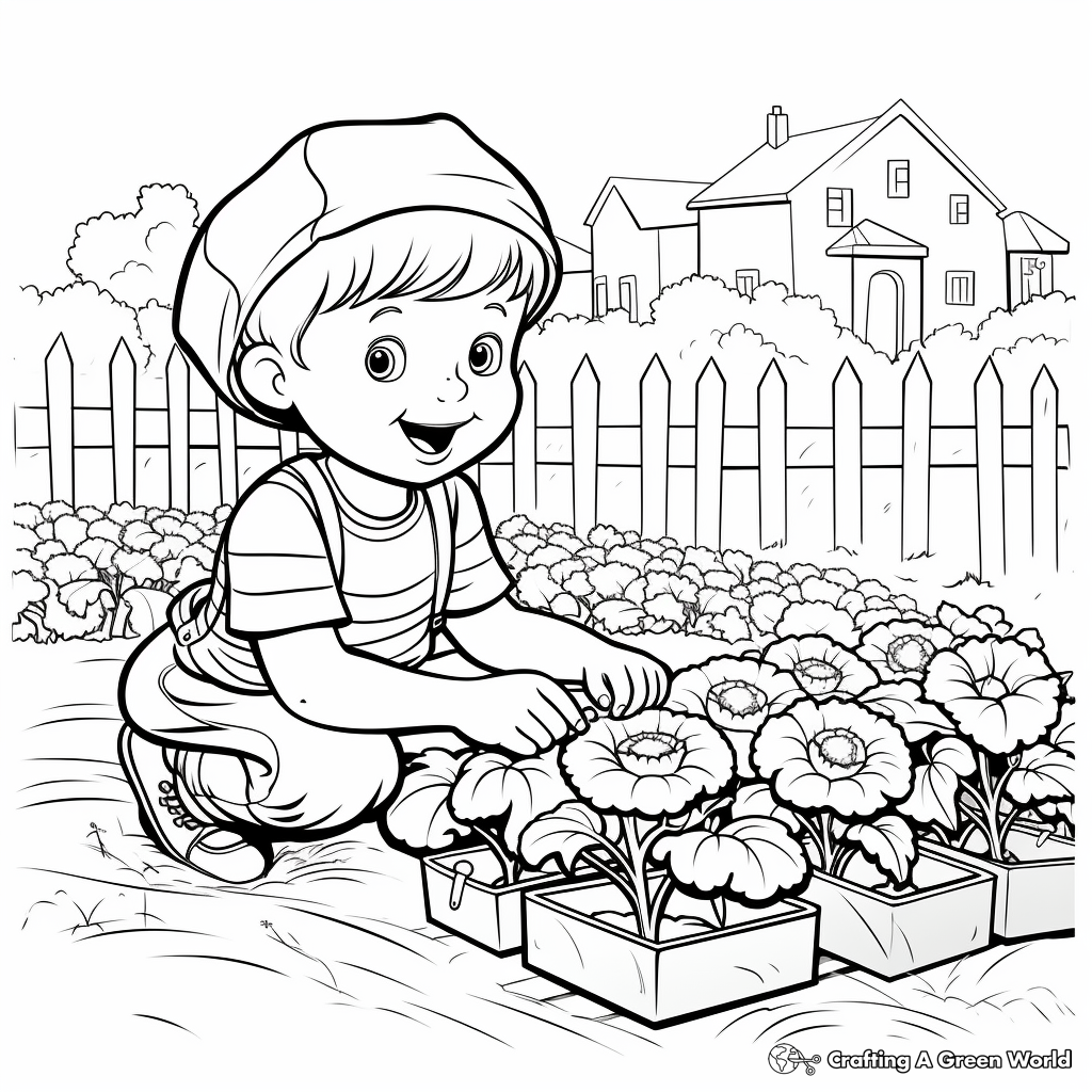 Vegetable Garden Scene Coloring Pages 4