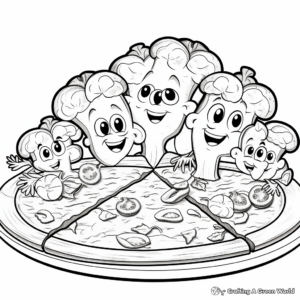 Veggie Loaded Pizza Coloring Pages for Kids 1