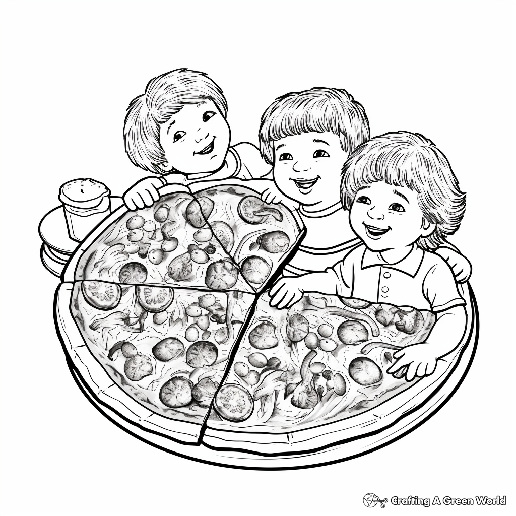Veggie Loaded Pizza Coloring Pages for Kids 3