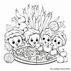 Veggie Loaded Pizza Coloring Pages for Kids 4