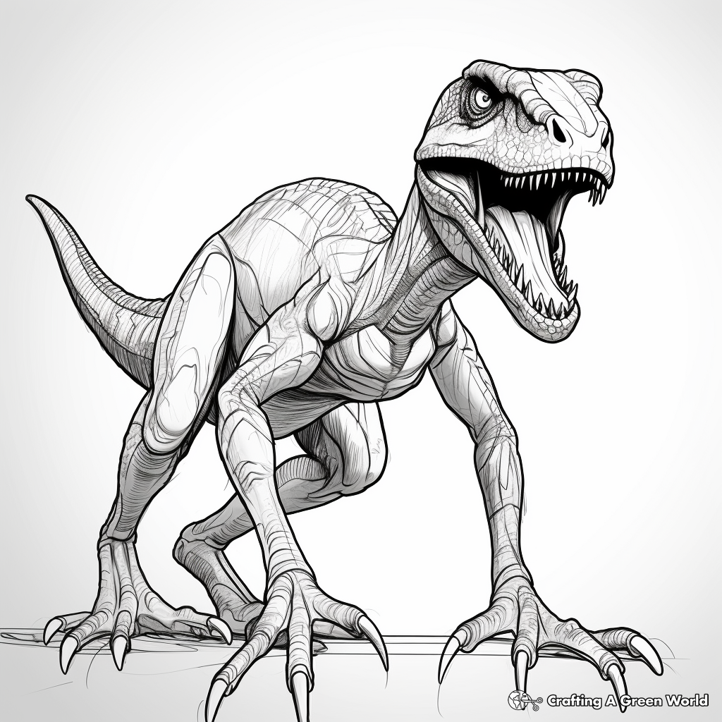 Velociraptor and Prey Coloring Pages 2