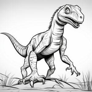 Velociraptor and Prey Coloring Pages 4