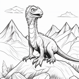 Velociraptor and Volcano Coloring Pages 4