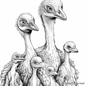Velociraptor Family Coloring Pages: Male, Female, and Babies 3