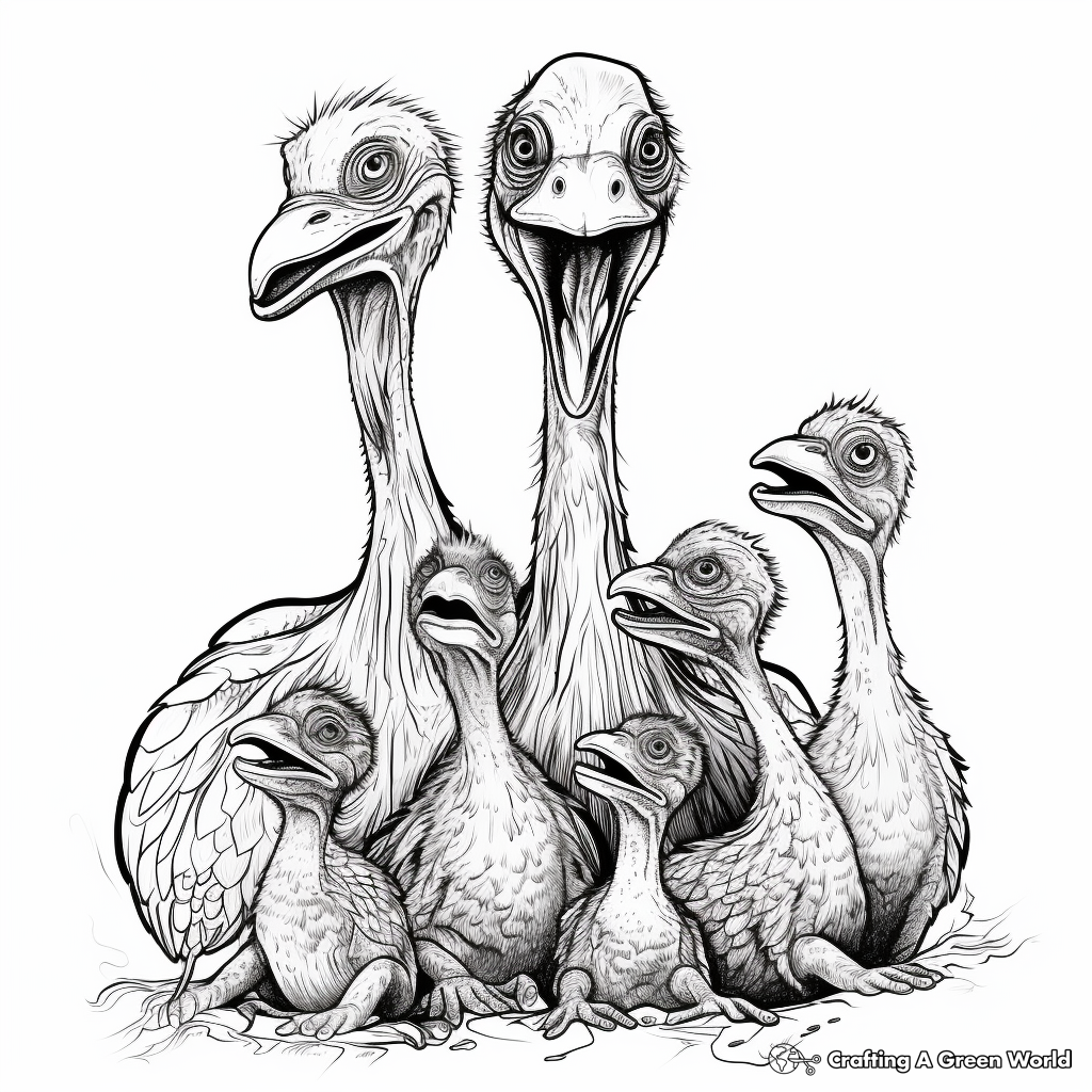 Velociraptor Family Coloring Pages: Male, Female, and Babies 4