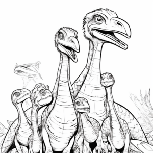 Velociraptor Family Coloring Pages: Male, Female, and Chicks 2