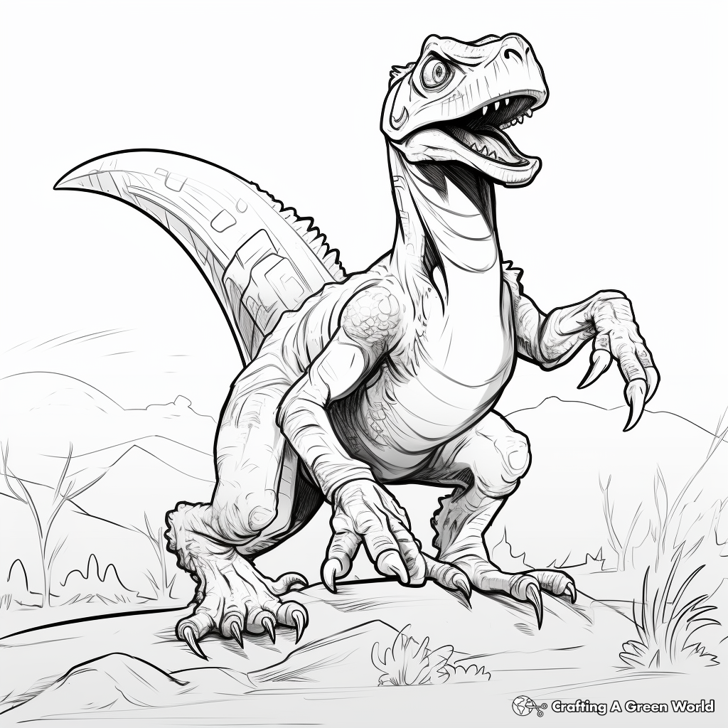 Velociraptor Hunting Scene Coloring Pages 3