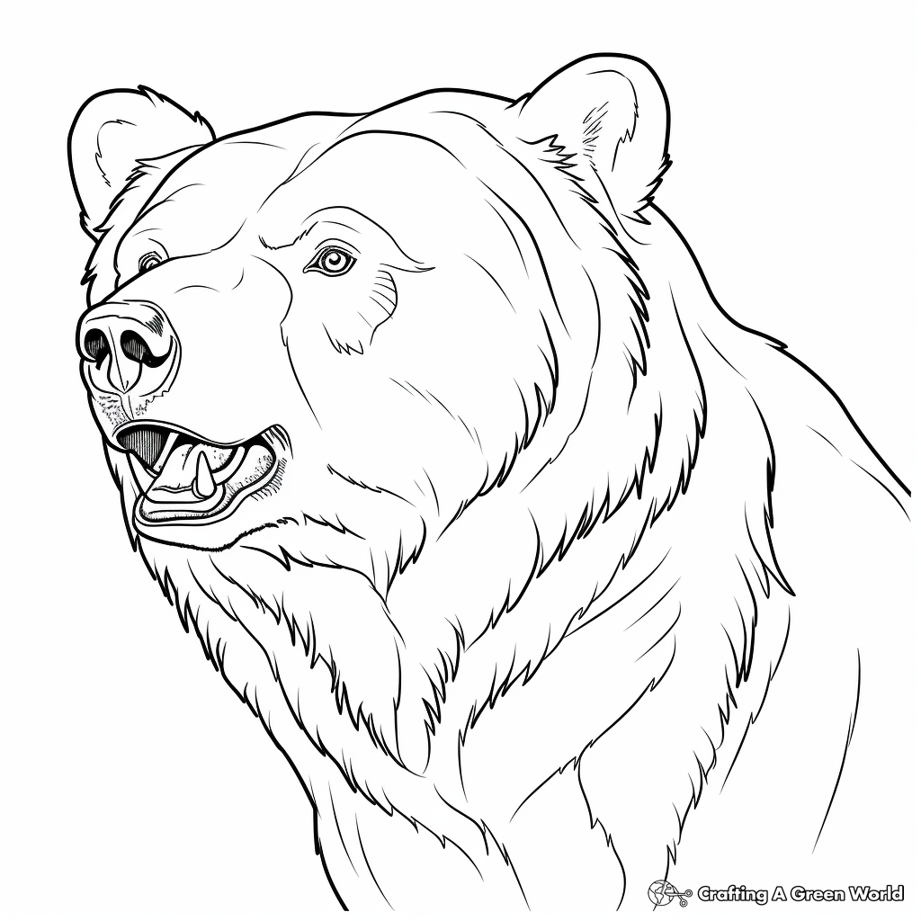 Very Realistic Grizzly Bear Coloring Sheets 2