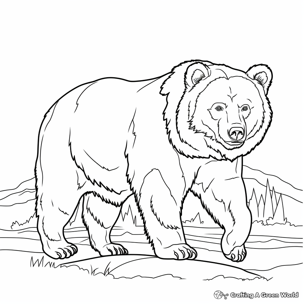 Very Realistic Grizzly Bear Coloring Sheets 4