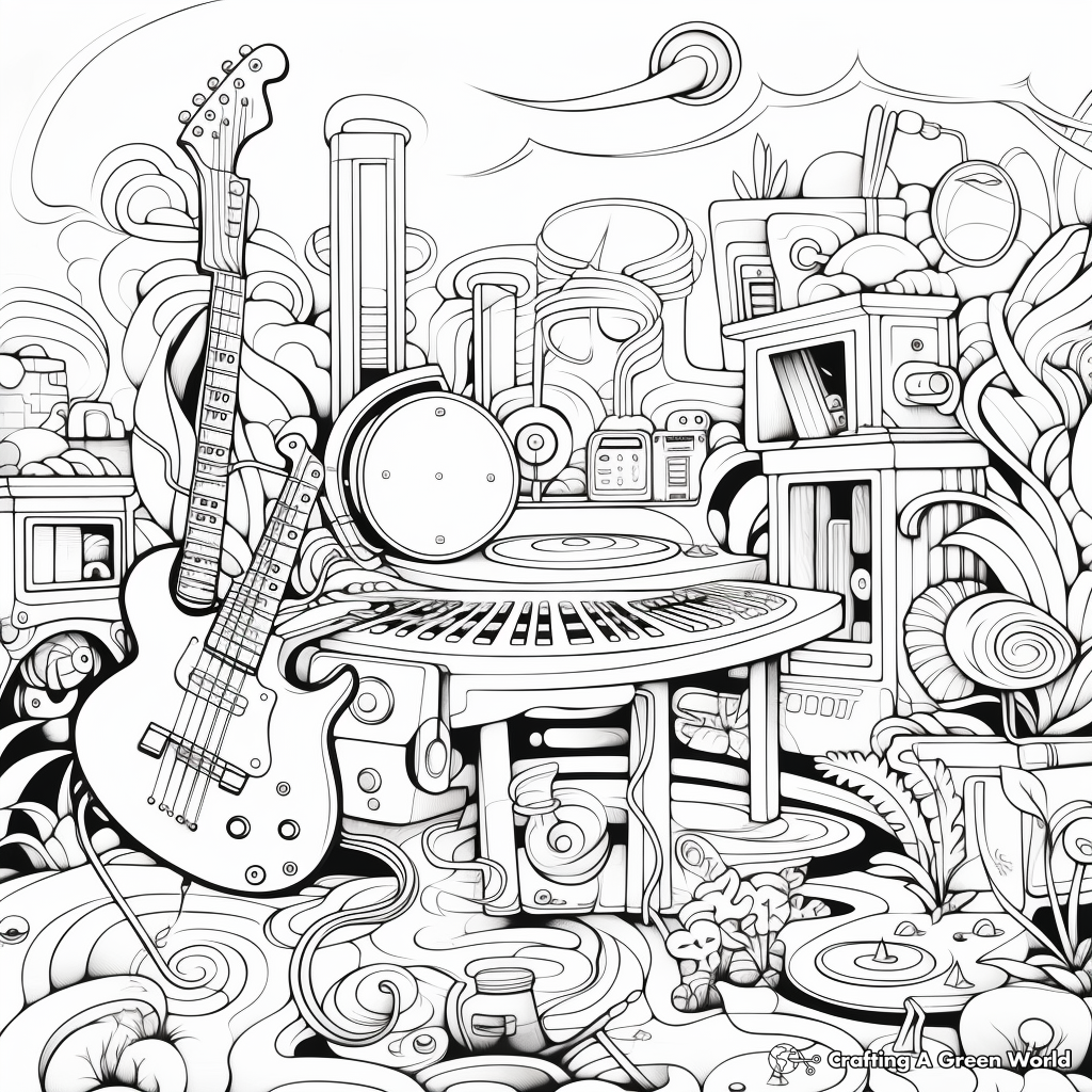 Vibrant Aesthetic Coloring Pages Inspired by Music 1