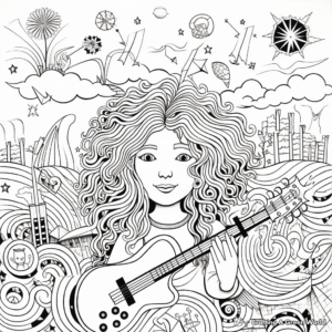 Vibrant Aesthetic Coloring Pages Inspired by Music 3